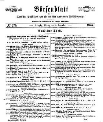 Börsenblatt für den deutschen Buchhandel Montag 22. November 1875