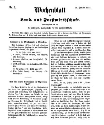 Wochenblatt für Land- und Forstwirthschaft Samstag 16. Januar 1875