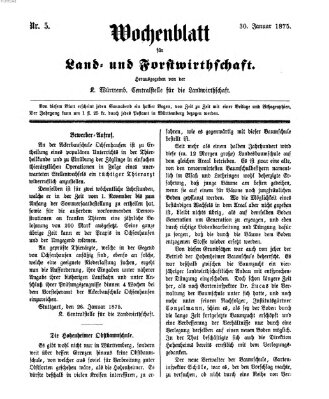 Wochenblatt für Land- und Forstwirthschaft Samstag 30. Januar 1875