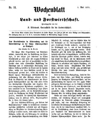 Wochenblatt für Land- und Forstwirthschaft Samstag 1. Mai 1875