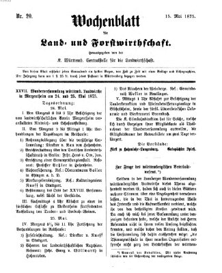 Wochenblatt für Land- und Forstwirthschaft Samstag 15. Mai 1875