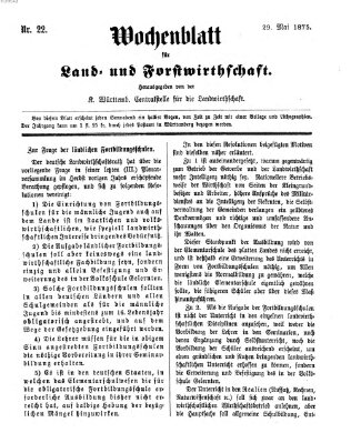 Wochenblatt für Land- und Forstwirthschaft Samstag 29. Mai 1875