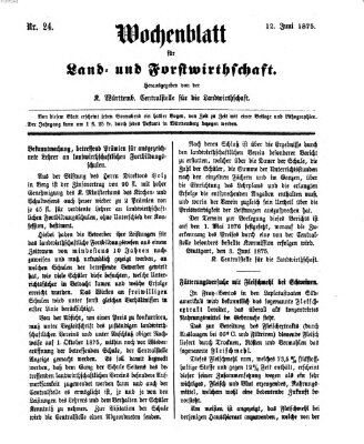 Wochenblatt für Land- und Forstwirthschaft Samstag 12. Juni 1875