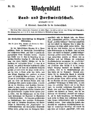 Wochenblatt für Land- und Forstwirthschaft Samstag 19. Juni 1875