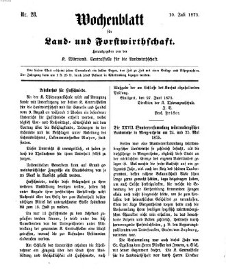 Wochenblatt für Land- und Forstwirthschaft Samstag 10. Juli 1875