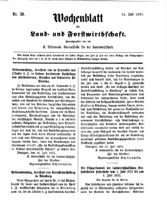 Wochenblatt für Land- und Forstwirthschaft Samstag 24. Juli 1875