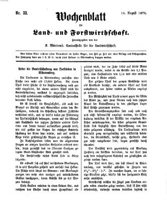 Wochenblatt für Land- und Forstwirthschaft Samstag 14. August 1875