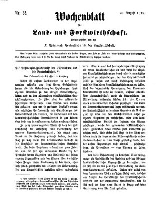 Wochenblatt für Land- und Forstwirthschaft Samstag 28. August 1875