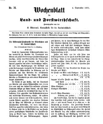 Wochenblatt für Land- und Forstwirthschaft Samstag 4. September 1875