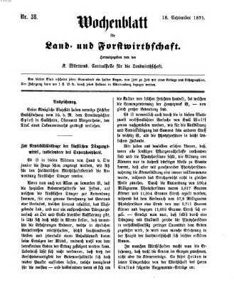 Wochenblatt für Land- und Forstwirthschaft Samstag 18. September 1875