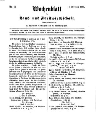 Wochenblatt für Land- und Forstwirthschaft Samstag 6. November 1875