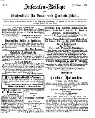 Wochenblatt für Land- und Forstwirthschaft Samstag 16. Januar 1875