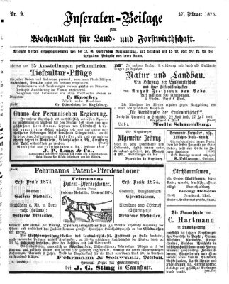 Wochenblatt für Land- und Forstwirthschaft Samstag 27. Februar 1875