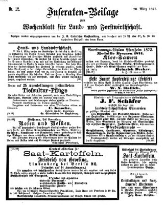 Wochenblatt für Land- und Forstwirthschaft Samstag 20. März 1875