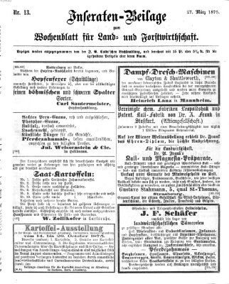 Wochenblatt für Land- und Forstwirthschaft Samstag 27. März 1875