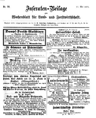 Wochenblatt für Land- und Forstwirthschaft Samstag 15. Mai 1875