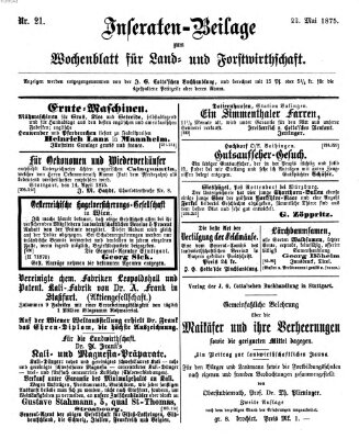 Wochenblatt für Land- und Forstwirthschaft Samstag 22. Mai 1875