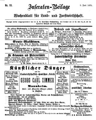 Wochenblatt für Land- und Forstwirthschaft Samstag 5. Juni 1875