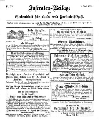 Wochenblatt für Land- und Forstwirthschaft Samstag 19. Juni 1875