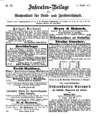 Wochenblatt für Land- und Forstwirthschaft Samstag 14. August 1875