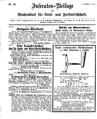 Wochenblatt für Land- und Forstwirthschaft Samstag 2. Oktober 1875