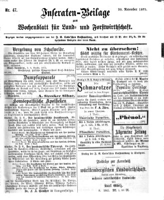 Wochenblatt für Land- und Forstwirthschaft Samstag 20. November 1875