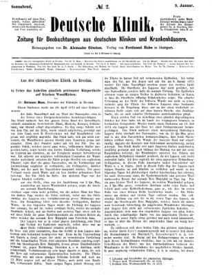 Deutsche Klinik Samstag 9. Januar 1875