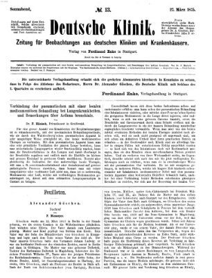 Deutsche Klinik Samstag 27. März 1875