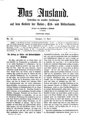 Das Ausland Montag 12. April 1875