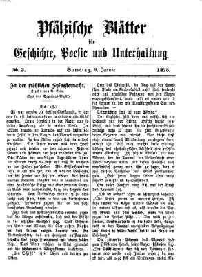 Pfälzische Blätter für Geschichte, Poesie und Unterhaltung (Zweibrücker Wochenblatt) Samstag 9. Januar 1875