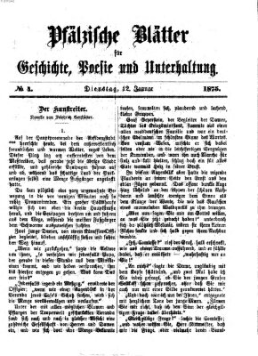 Pfälzische Blätter für Geschichte, Poesie und Unterhaltung (Zweibrücker Wochenblatt) Dienstag 12. Januar 1875