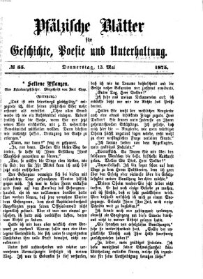 Pfälzische Blätter für Geschichte, Poesie und Unterhaltung (Zweibrücker Wochenblatt) Donnerstag 13. Mai 1875