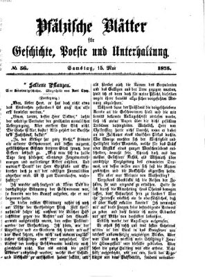 Pfälzische Blätter für Geschichte, Poesie und Unterhaltung (Zweibrücker Wochenblatt) Samstag 15. Mai 1875