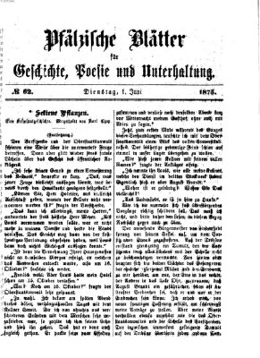 Pfälzische Blätter für Geschichte, Poesie und Unterhaltung (Zweibrücker Wochenblatt) Dienstag 1. Juni 1875