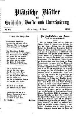 Pfälzische Blätter für Geschichte, Poesie und Unterhaltung (Zweibrücker Wochenblatt) Samstag 5. Juni 1875