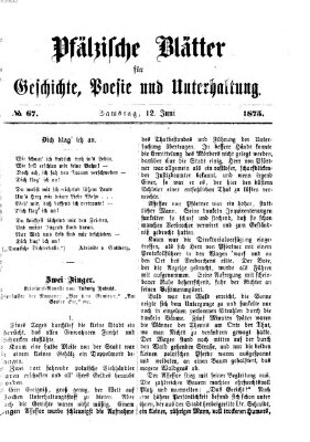 Pfälzische Blätter für Geschichte, Poesie und Unterhaltung (Zweibrücker Wochenblatt) Samstag 12. Juni 1875