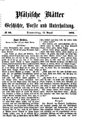 Pfälzische Blätter für Geschichte, Poesie und Unterhaltung (Zweibrücker Wochenblatt) Donnerstag 12. August 1875