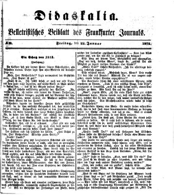 Didaskalia Freitag 22. Januar 1875