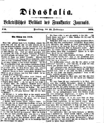 Didaskalia Freitag 12. Februar 1875