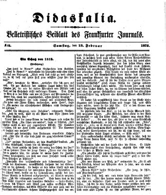 Didaskalia Samstag 13. Februar 1875