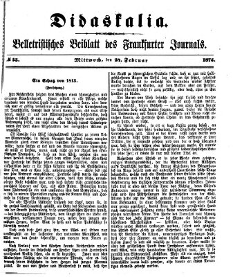 Didaskalia Mittwoch 24. Februar 1875