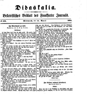 Didaskalia Mittwoch 14. April 1875