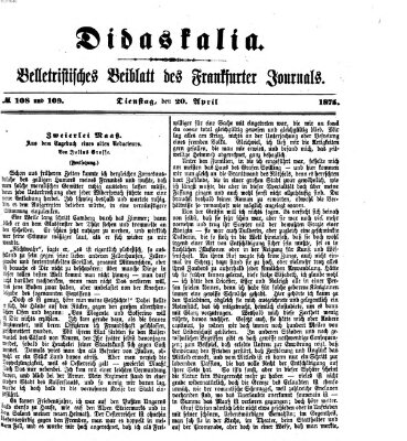 Didaskalia Dienstag 20. April 1875