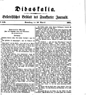 Didaskalia Samstag 24. April 1875