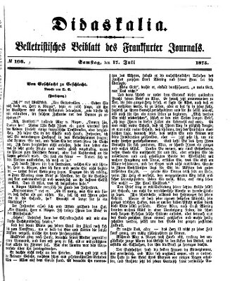 Didaskalia Samstag 17. Juli 1875