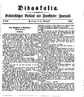 Didaskalia Freitag 6. August 1875