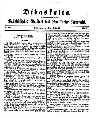 Didaskalia Samstag 14. August 1875