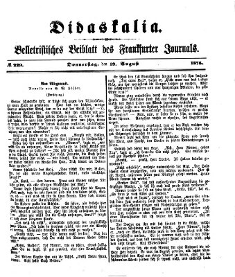 Didaskalia Donnerstag 19. August 1875