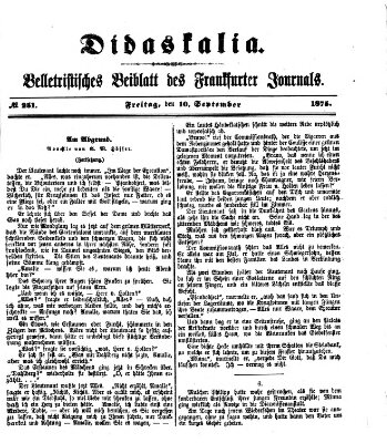 Didaskalia Freitag 10. September 1875