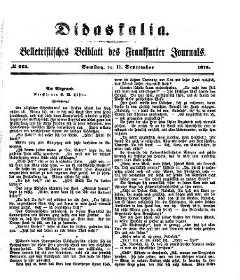 Didaskalia Samstag 11. September 1875